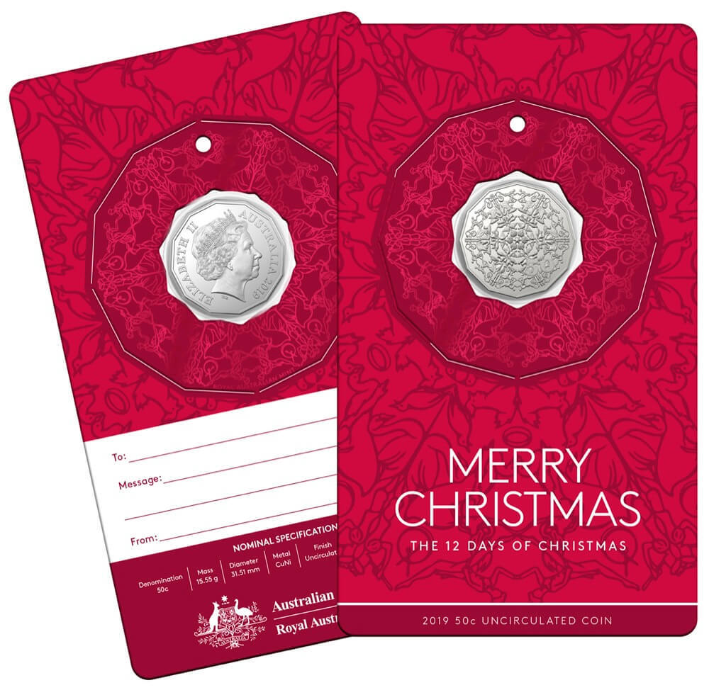 2019 50 Cent Unc 5 Coin Set 12 Days of Christmas product image