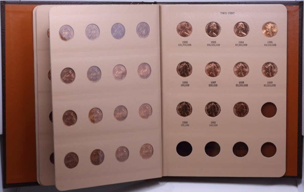 Complete Set of Australian 1+2 Cent Coins 1966-1991 + 2006 Unc product image