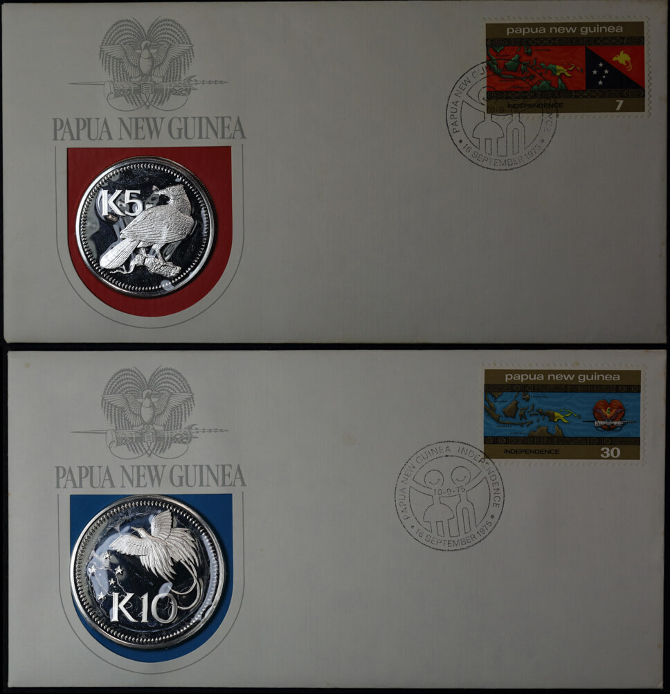 Papua New Guinea 1975 Collection of Proof Coins in First Day of Issue Cachets product image