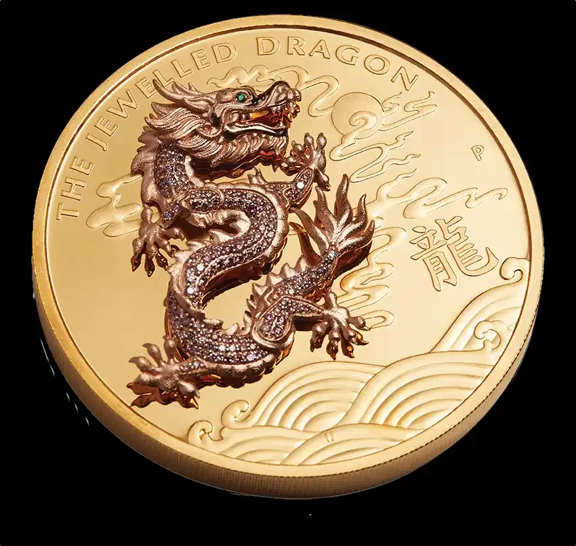 2019 Gold 10oz Proof Jewelled Dragon Masterpiece Coin product image