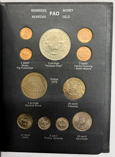 1974 - 1975 FAO Coin Album #4 Black (38 Coins/4 Stamps) Uncirculated product image