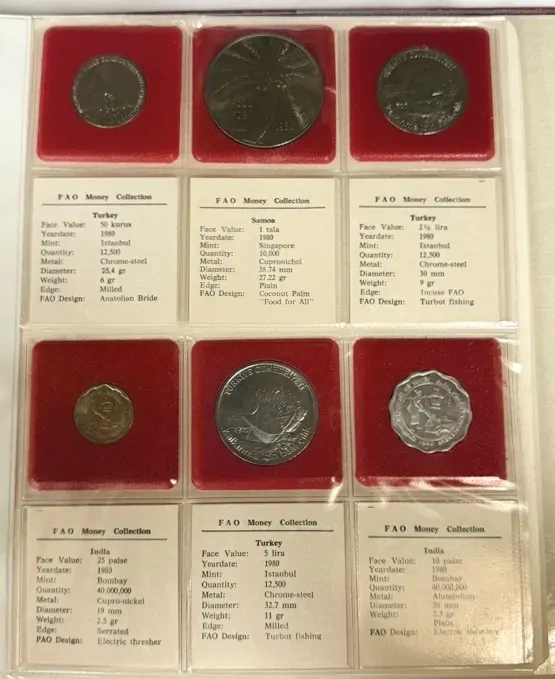 1980 - 1981 FAO Money Collection #2 (36 Coins) Uncirculated includes Tonga Gold 10 Paanga (0.4g) product image