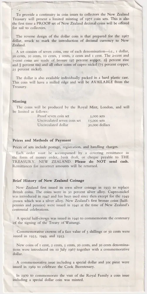 New Zealand 1971 Proof Coin Set product image