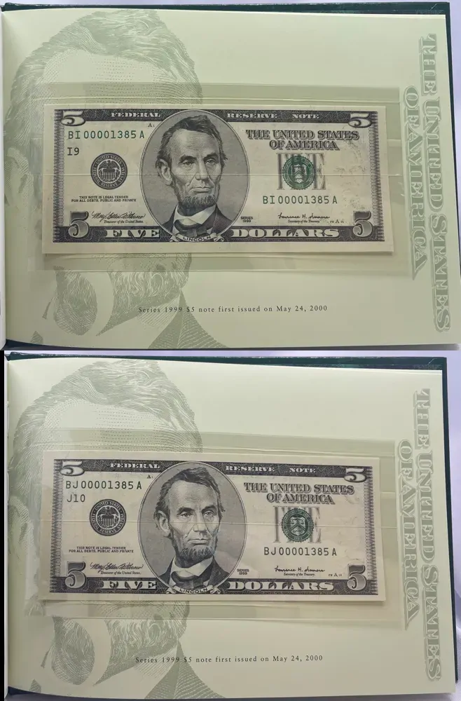 United States 1999 5 Dollar Premium Federal Reserve Set  product image