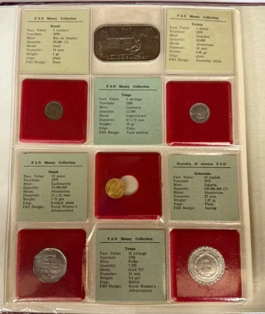 1979 FAO Money Collection #1 (36 Coin) Uncirculated includes Tonga Gold 20 Paanga (0.8g) product image