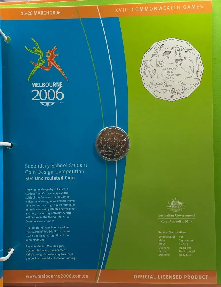 2006 50 Cent 18 Coin Set Melbourne Commonwealth Games product image