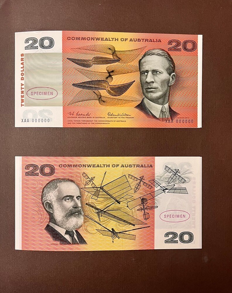 Australia 1966 Complete Type I Specimen Banknote Set In Presentation Folder (10 Notes, $1 - $20, Inc $5) product image