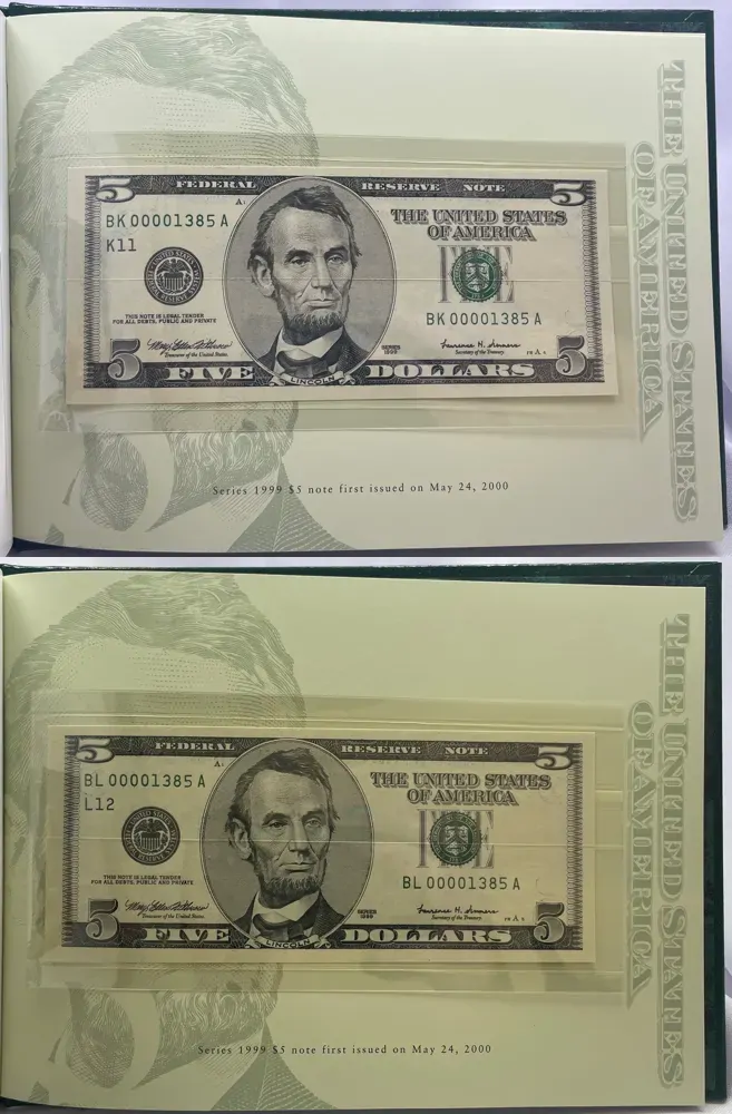 United States 1999 5 Dollar Premium Federal Reserve Set  product image