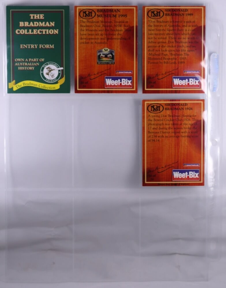 1996 Don Bradman Signed Complete Set of 20 Weetbix Cards With Certificate product image