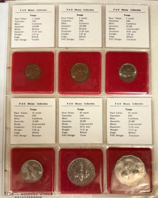 1980 - 1981 FAO Money Collection #2 (36 Coins) Uncirculated includes Tonga Gold 10 Paanga (0.4g) product image