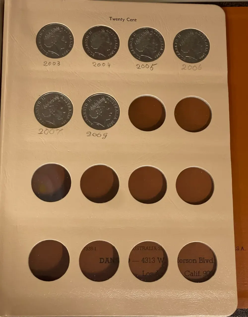 Complete Date Set of Australian 20 Cent 1966 to 2008 Uncirculated in Dansco Supreme Album product image