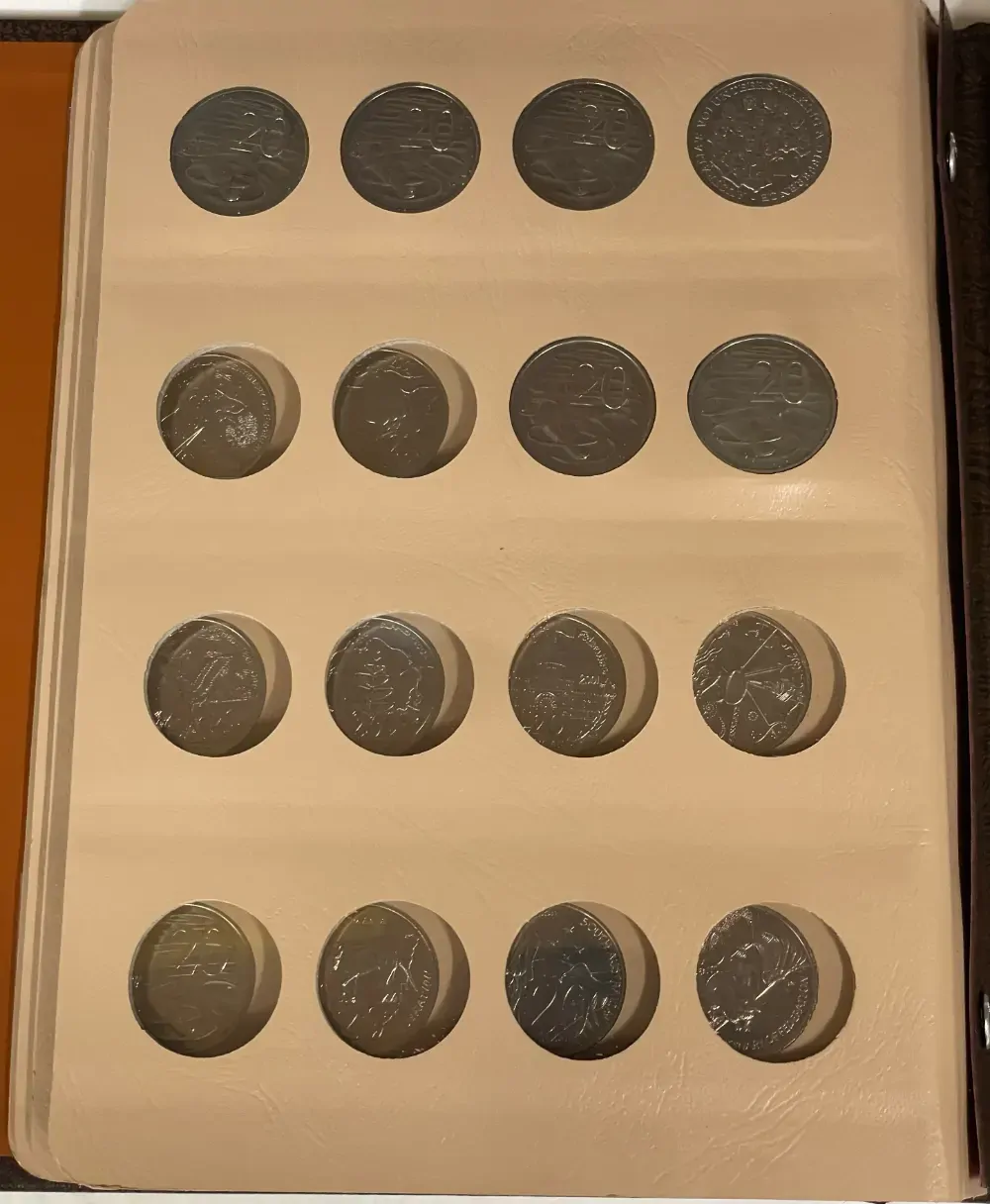 Complete Date Set of Australian 20 Cent 1966 to 2008 Uncirculated in Dansco Supreme Album product image