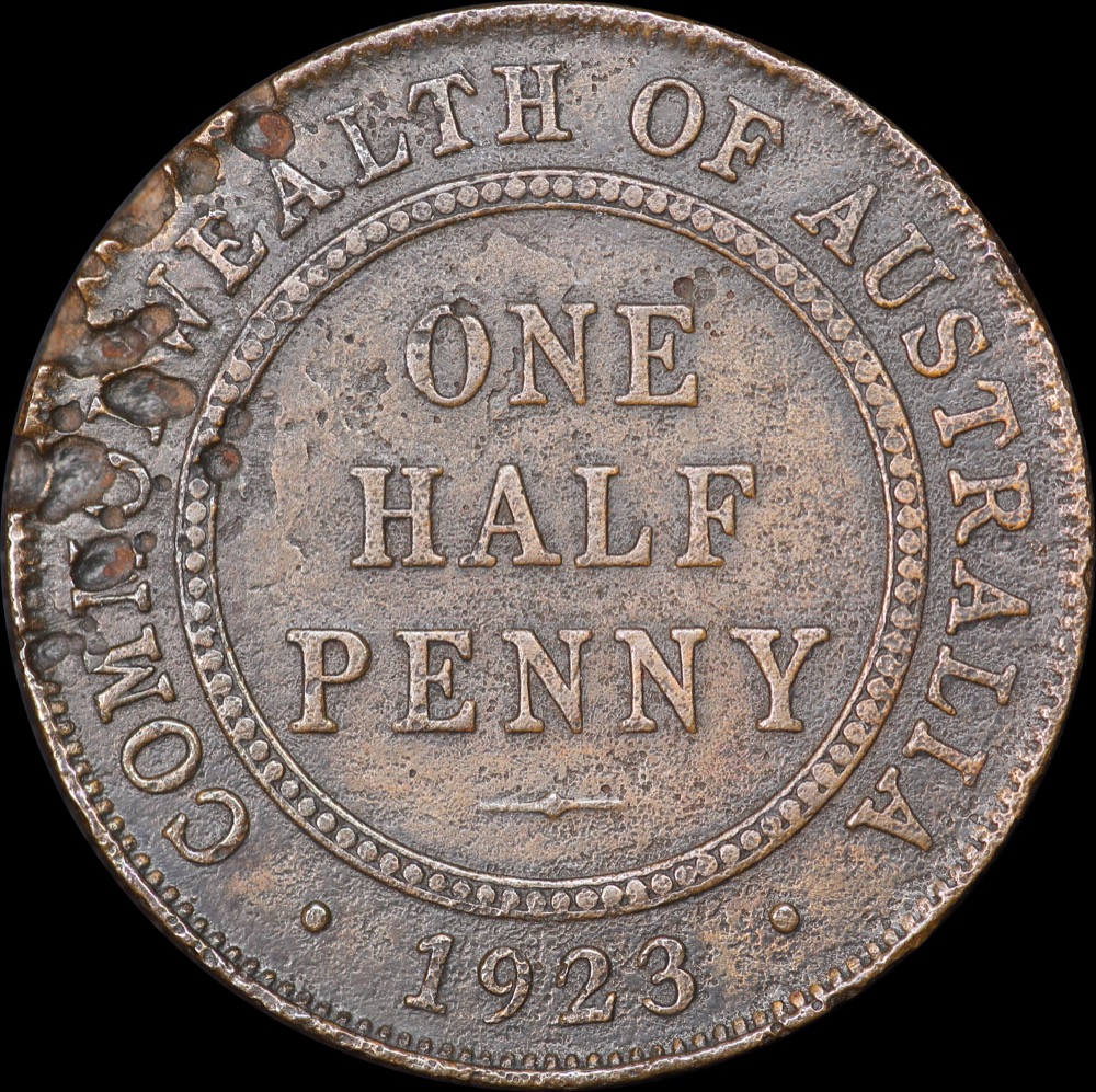 Damaged 1923 Halfpenny