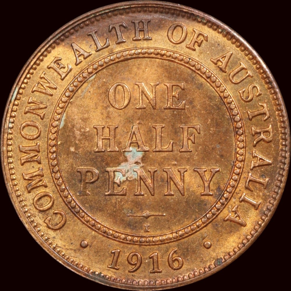 Obverse of Australian KGV Halfpenny