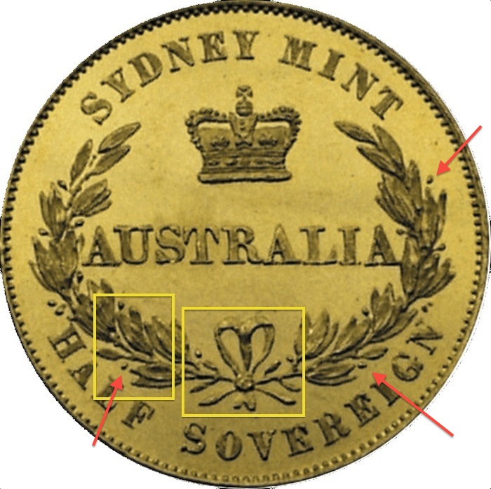 1853 Pattern Half Sovereign Reverse