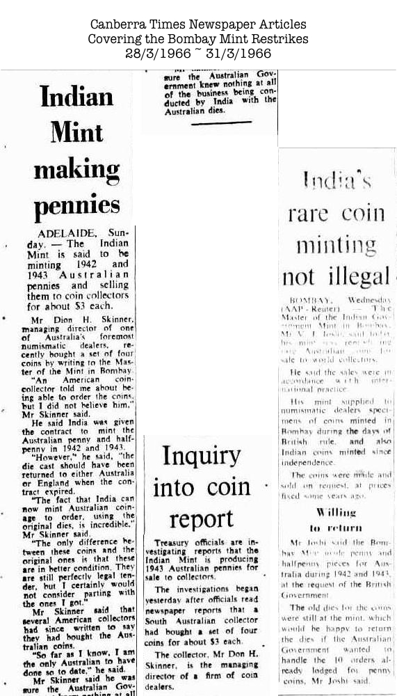 Canberra Times Newspaper Articles - Bombay Restrikes