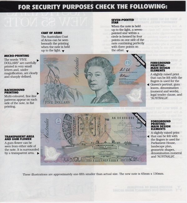 Publicity for the 1992 Polymer $5 Note