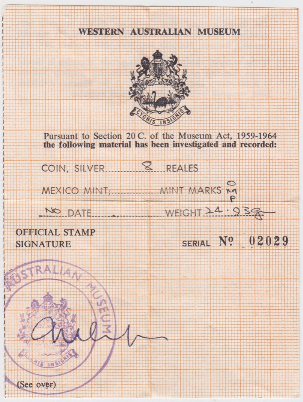 WA Maritime Museum Certificate # 2029