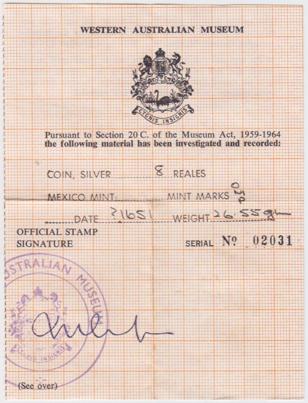 WA Maritime Museum Certificate # 2031
