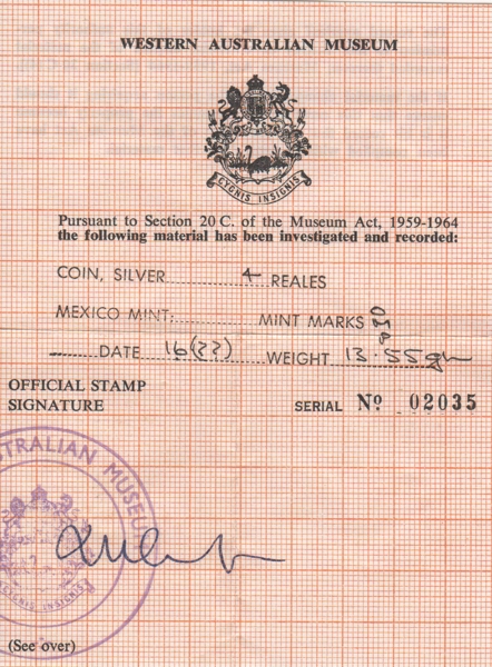 WA Maritime Museum Certificate # 2035