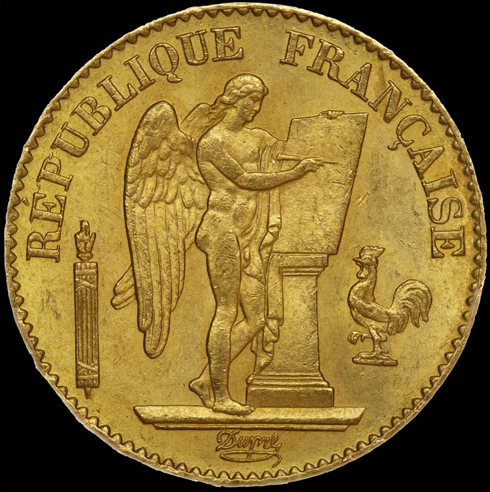 France 1877-A Gold 20 Francs Angel KM#825 good EF product image