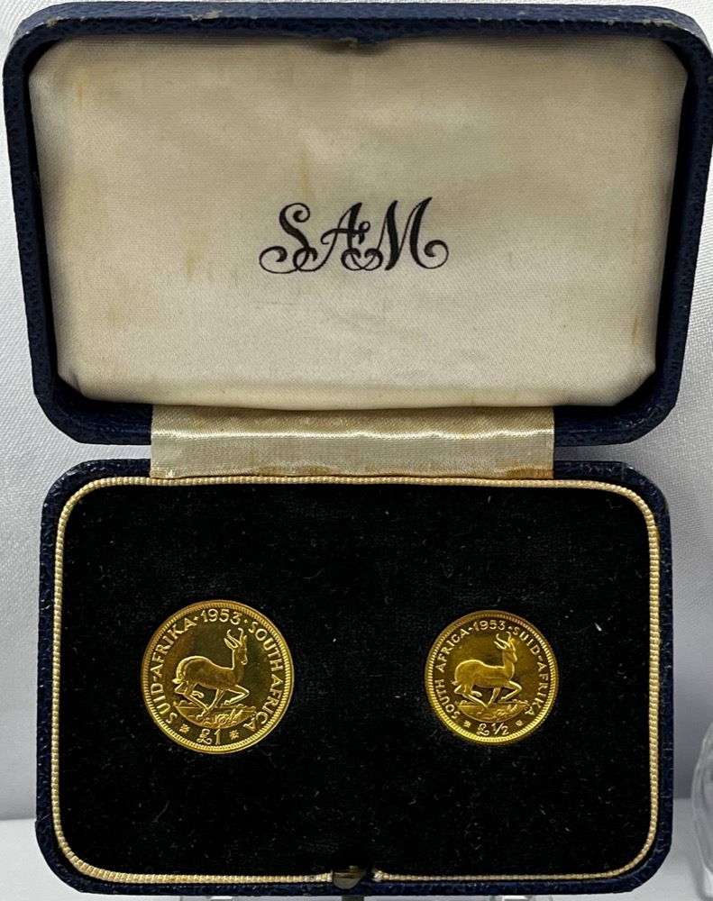 South Africa 1953 Gold Twin Set 1 Pound and Half Pound product image