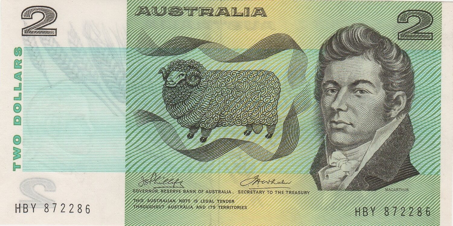 1974 $2 Note Australia Phillips/Wheeler R85 Uncirculated product image
