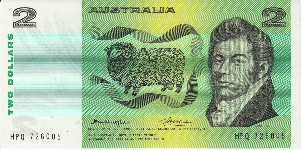 1976 $2 Note Gothic Serials Centre Thread Knight/Wheeler R86A Uncirculated product image