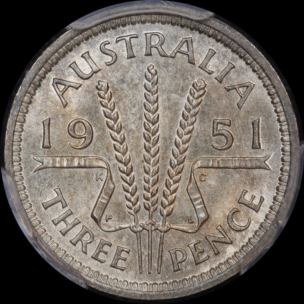 1951-PL Threepence Choice Unc (PCGS MS63) product image