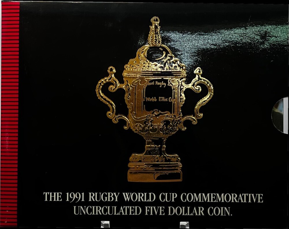 New Zealand 1991 Five Dollar Uncirculated Coin - Rugby World Cup product image
