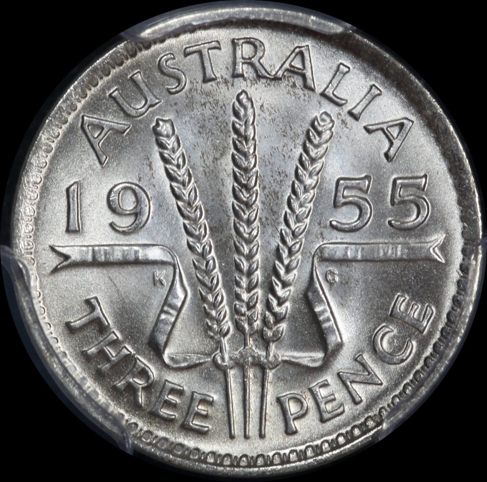 1955 Threepence Gem Unc (PCGS MS66) product image