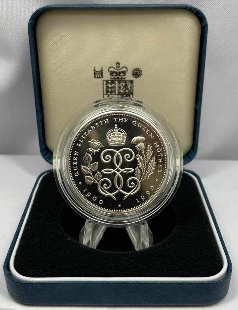 1993 United Kingdom Silver Proof 5 Pound Coin - The Queen Mother's 90th Birthday product image