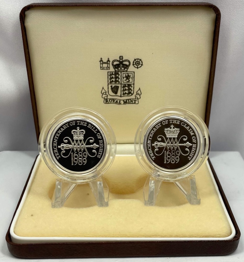 1989 United Kingdom Silver Proof Piedfort 2 Pound 2 Coin Set product image