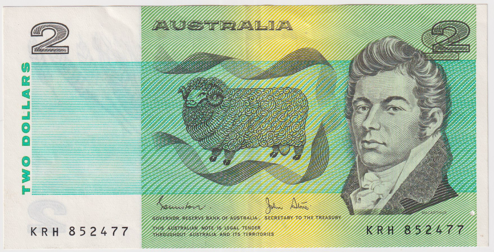 1983 $2 Note Error - Wet Ink Transfer Johnston/Stone R88 good EF product image