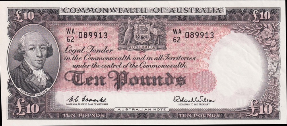 1960 Ten Pound Coombs/Wilson WA/62 Last Prefix R63x ex NPA Uncirculated product image