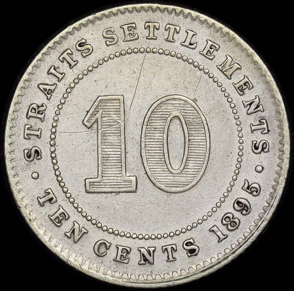 Straits Settlements 1895 Silver 10 Cents KM#11 Extremely Fine product image