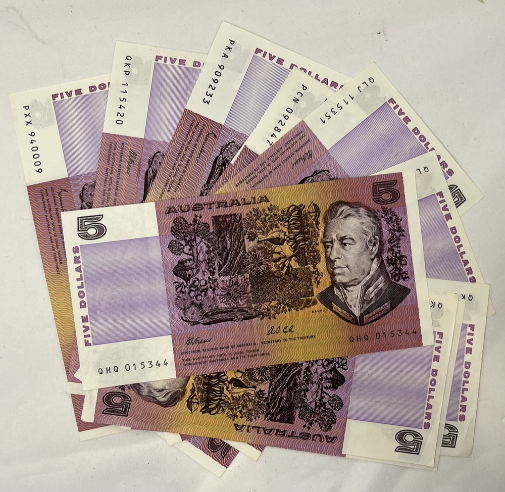 Australian Paper $5 Note Issued 1975 ~ 1992 Great Condition product image