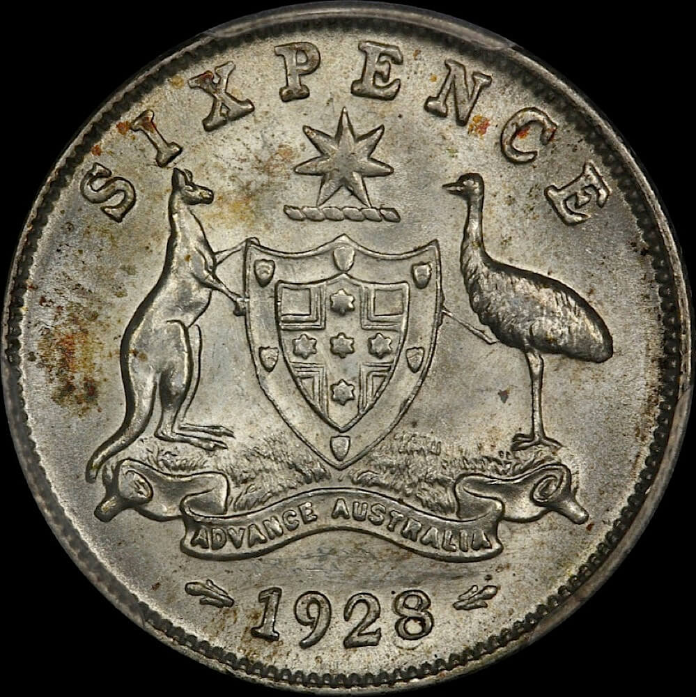 1928 Sixpence Choice Unc (PCGS MS63) product image