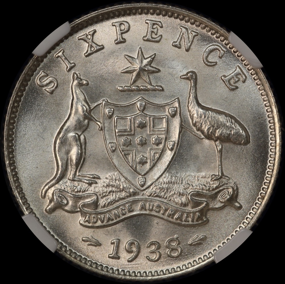 1938 Sixpence NGC MS66 product image