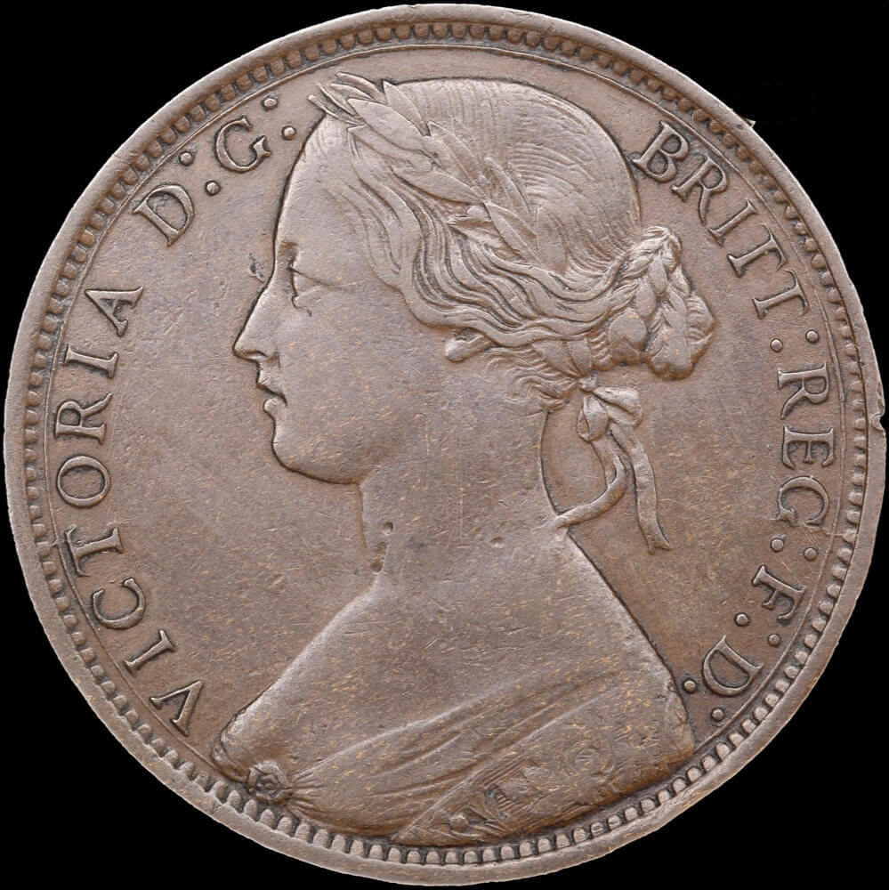 1863 Copper Penny Victoria KM# 749.2 good VF product image