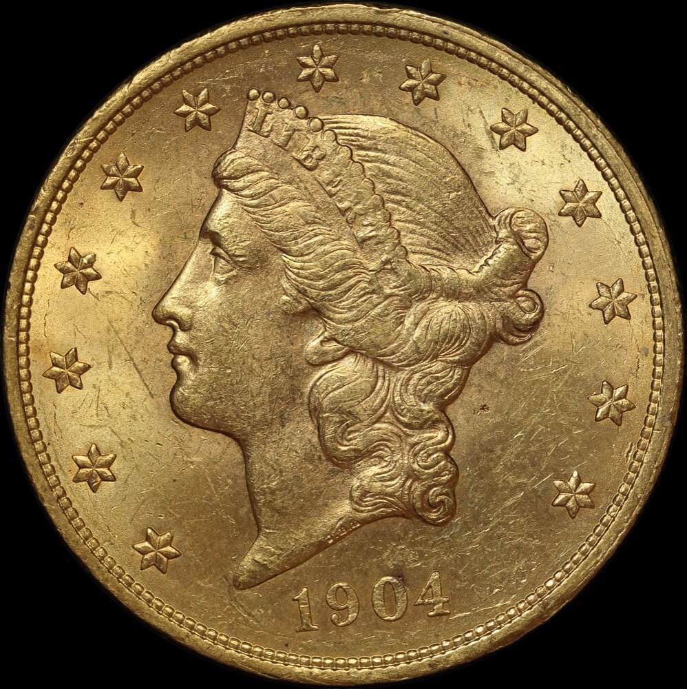 United States 1904 Gold 20 Dollar Double Eagle good EF product image