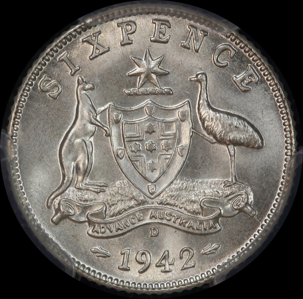 1942-D Sixpence Gem Unc (PCGS MS65) product image
