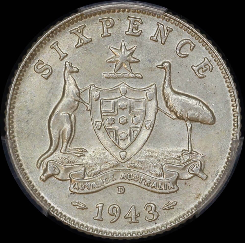 1943-D Sixpence Choice Unc (PCGS MS63) product image
