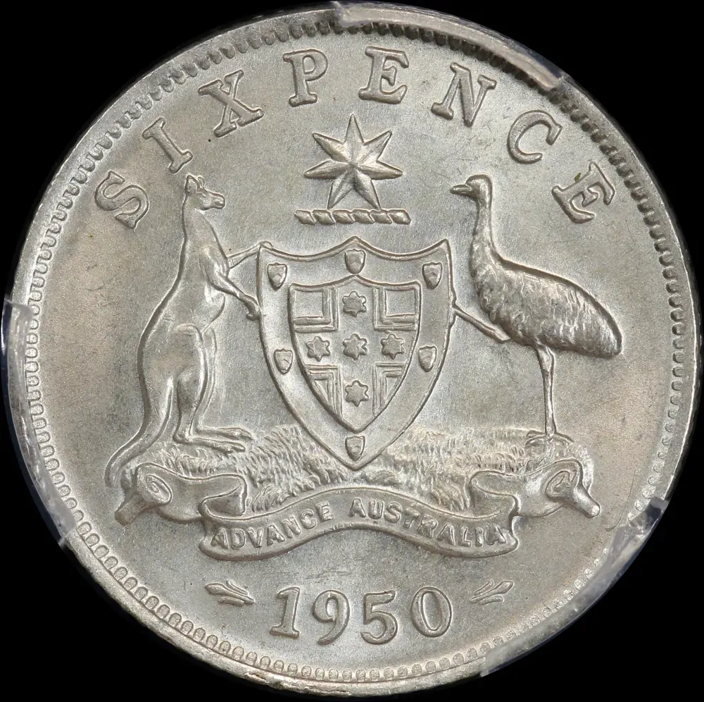 1950 Sixpence Choice Unc (PCGS MS64) | Sterling & Currency