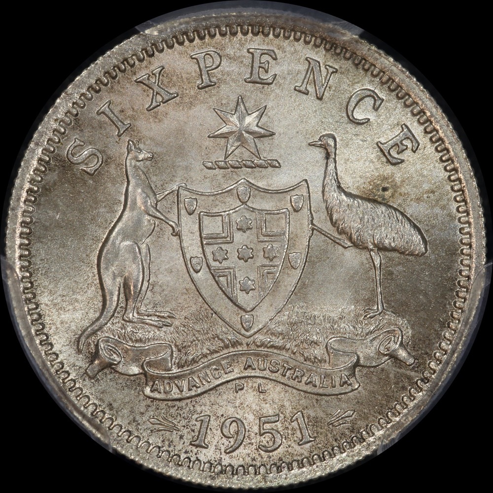 1951-PL Sixpence Gem Unc (PCGS MS65) product image