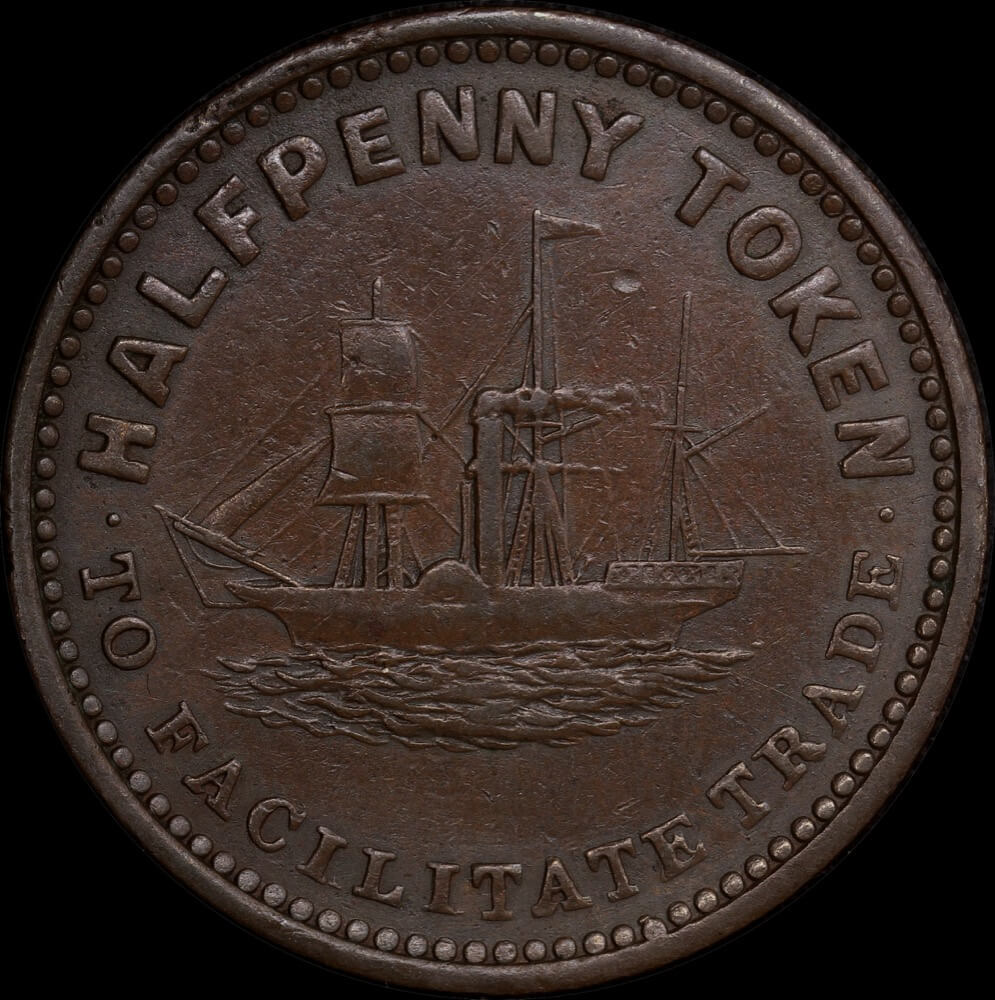1855 HJ Marsh Copper Halfpenny Token A346 good VF product image