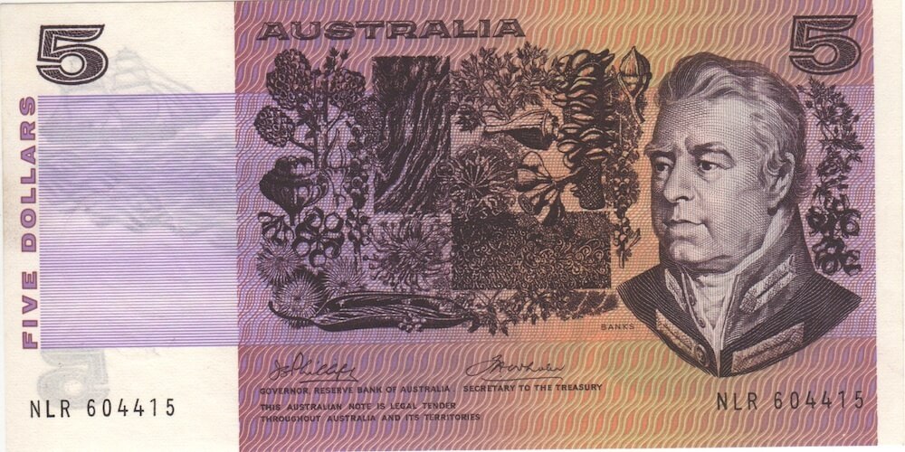 1974 $5 Note Australia Phillips/Wheeler R205 Uncirculated product image