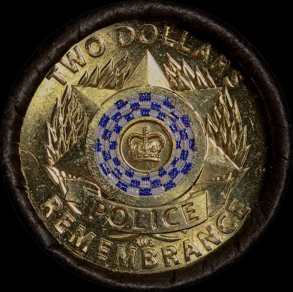 2019 2 Dollar Security Roll Coloured Police Remembrance Heads / Tails product image