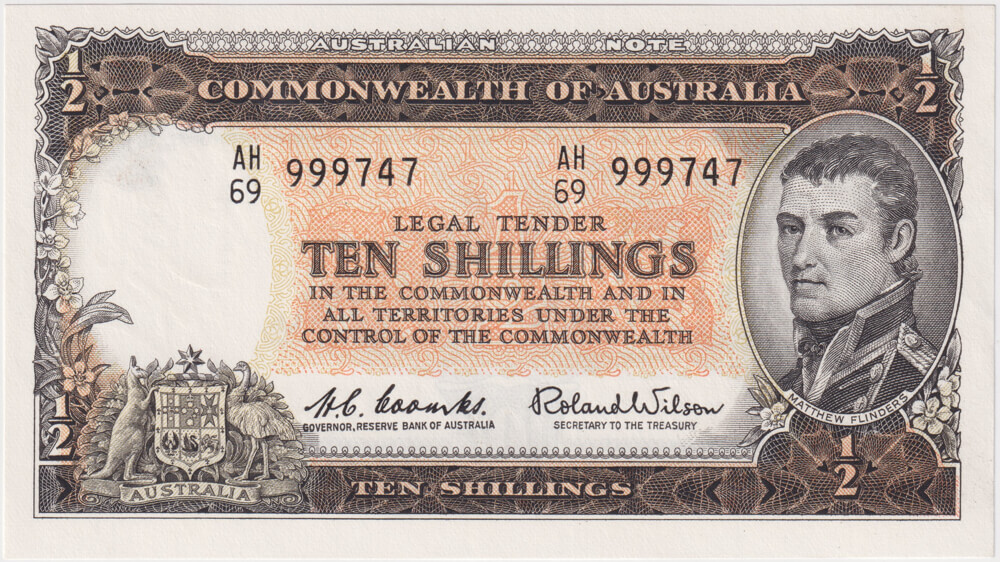 1961 Ten Shilling Coombs/Wilson AH/69 Ex RBA Archive Last Prefix R17x Uncirculated product image
