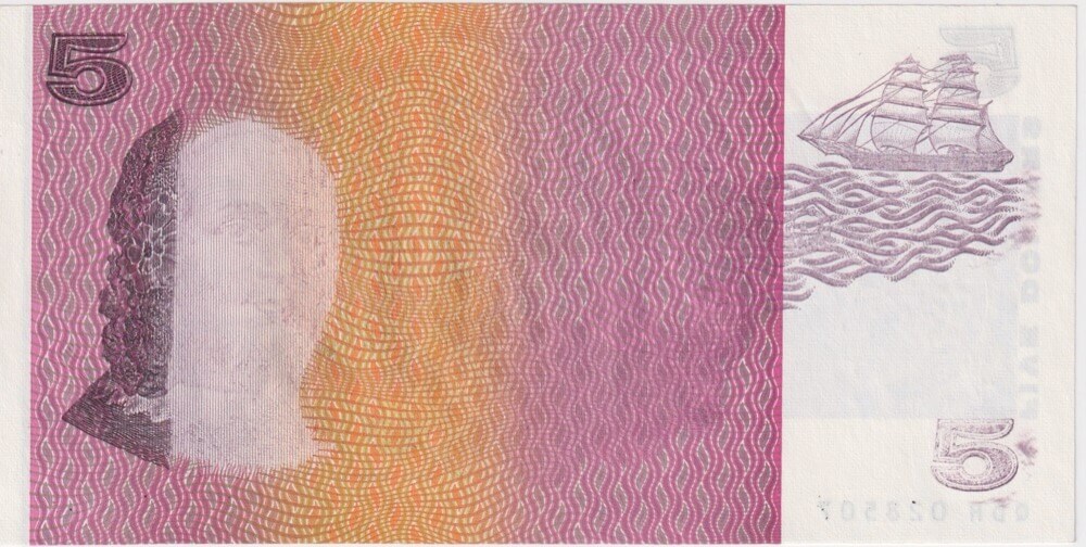 1990 $5 Note Print Error Fraser/Higgins R212 Missing 80% Intaglio Uncirculated product image